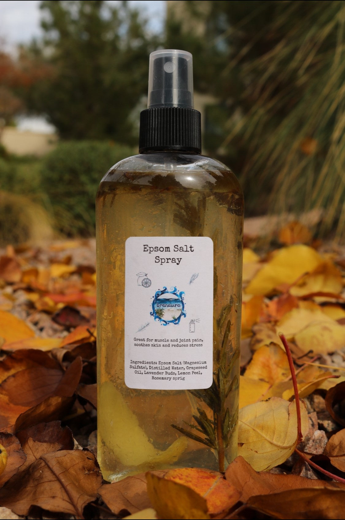 Epsom Salt Spray - 8oz - Branaura - Clear - front 